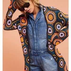 Anthropologie Crochet Medallion Cardigan